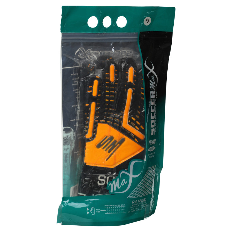 Рукавиці воротарські професійні із захистом пальців SOCCERMAX GK-4321 розмір 7-11 Салатовий-синій