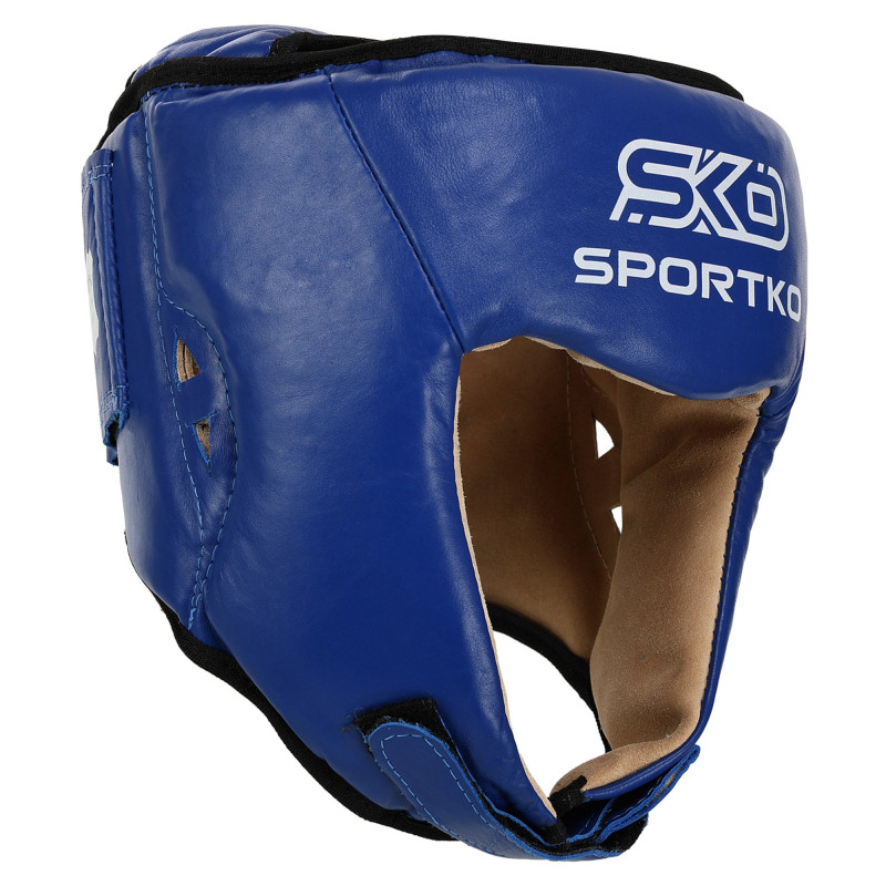 Шолом боксерський професійний відкритий шкіряний ФБУ SPORTKO ОК1 SP-4706 М-XL Червоний