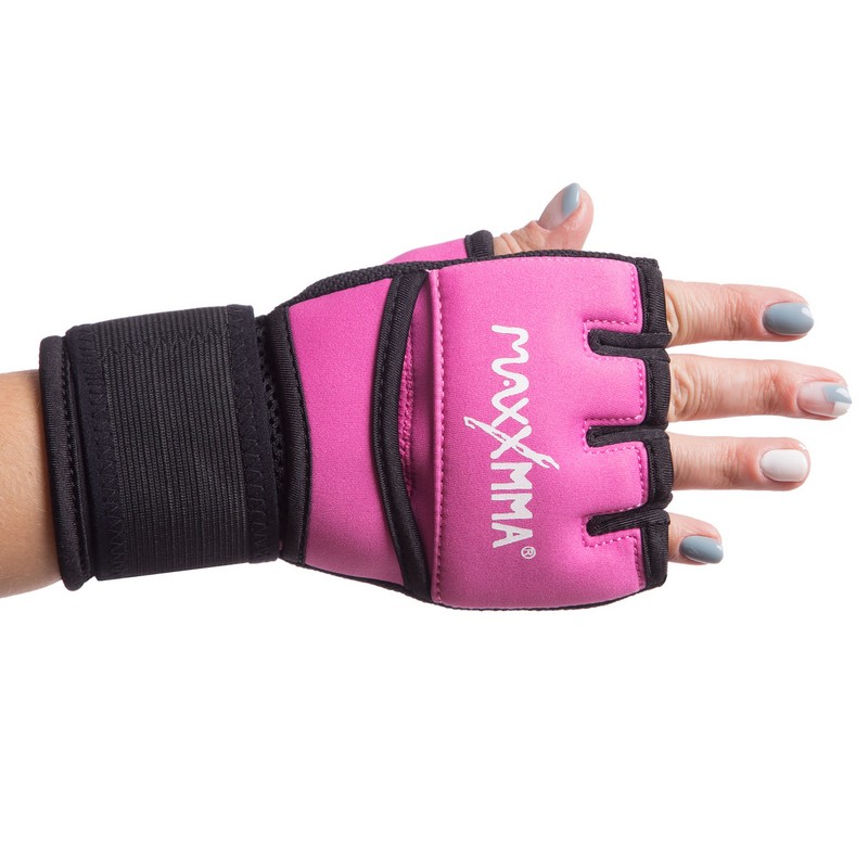 Швидкі бинти внутрішні рукавички мітенки MAXXMMA BO-0840 S-XL Малиновий-чорний