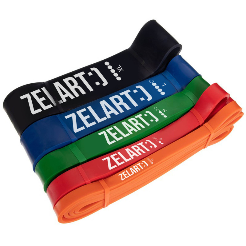 Гума петля для підтягувань та тренувань стрічка силова Zelart POWER BANDS FI-0889-4 POWER BAND 25-57кг синій