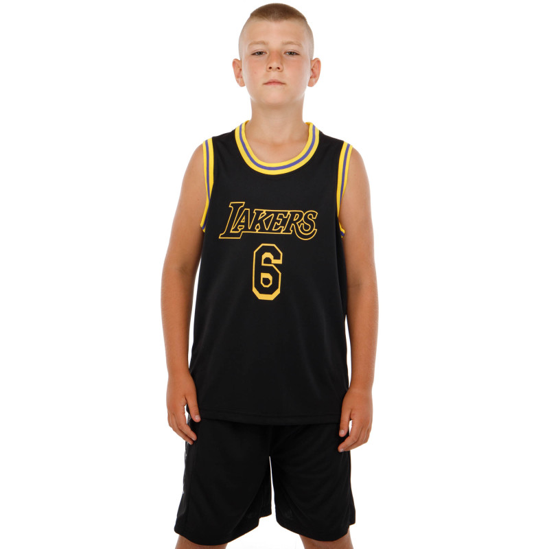 Форма баскетбольна дитяча NBA клуб Los Angeles Lakers 6 BA-9967 S-2XL чорний-жовтий