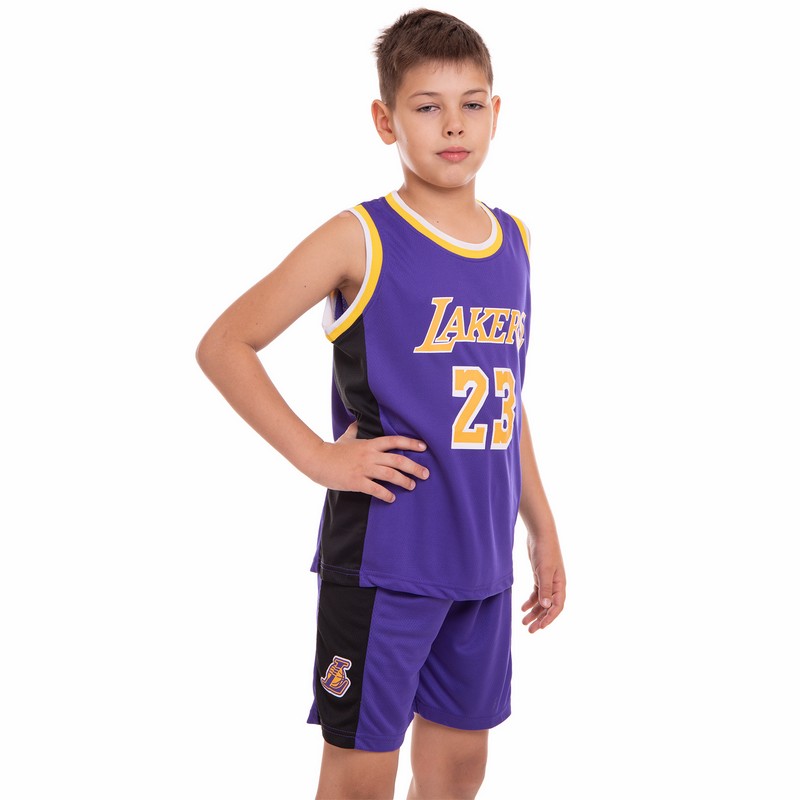 Форма баскетбольна дитяча NBA клуб Los Angeles Lakers 23 BA-0563 S-2XL Фіолетовий-жовтий