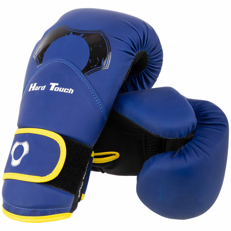 Рукавиці боксерські на липучці PU HARD TOUCH BO-7375 10-14унцій Чорний