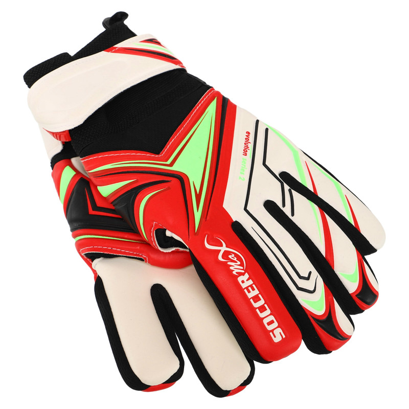 Рукавиці воротарські професійні із захистом пальців SOCCERMAX GK-4341 розмір 7-11 Білий-синій-блакитний