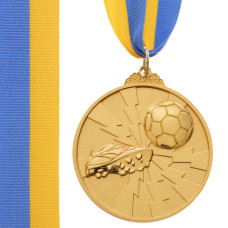 Медаль спортивна зі стрічкою двоколірна тематична Sport Футбол C-4847 ø6,5см золото, срібло, бронза