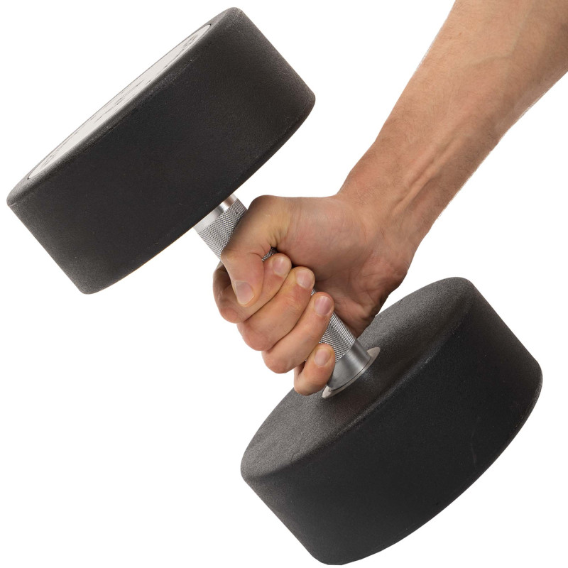 Гантель цільна професійна з поліуретановим покриттям TECHNOGYM TG-1834-30 1шт 30кг чорний-сірий