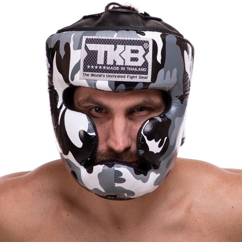 Шолом боксерський з повним захистом шкіряний TOP KING Empower Camouflage TKHGEM-03 S-XL Камуфляж зелений
