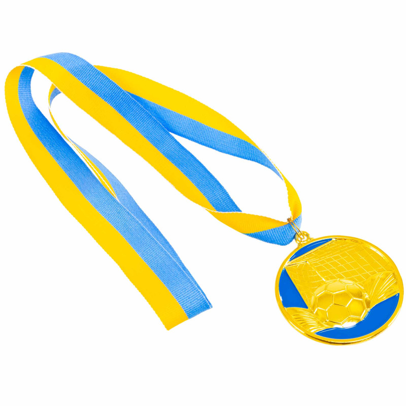 Медаль спортивна зі стрічкою тематична Sport Футбол C-3975-1 ø6,5см золотий