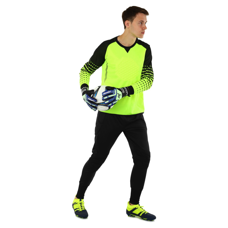 Рукавиці воротарські професійні із захистом пальців SOCCERMAX GK-4321 розмір 7-11 Салатовий-синій