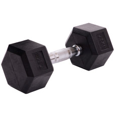 Гантель цільна шестигранна гексагональна обгумована Sport LN-1205-7_5 1шт 7,5кг чорний