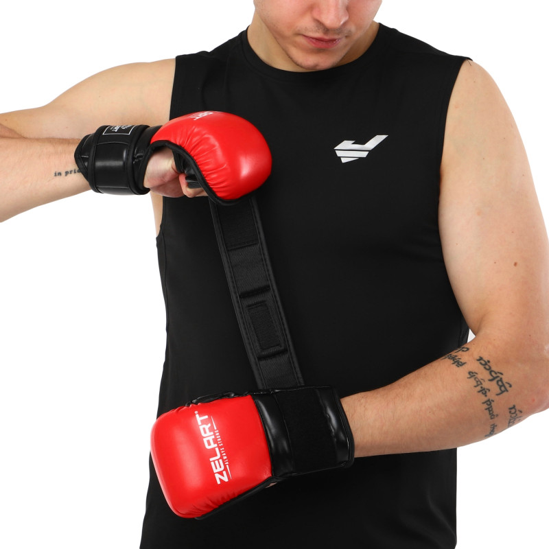 Рукавиці Краби спарингові для MMA Zelart BO-4612 S-XL Червоний-чорний