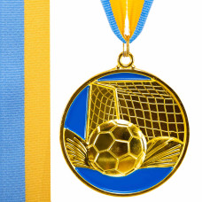 Медаль спортивна зі стрічкою тематична Sport Футбол C-3975-1 ø6,5см золотий