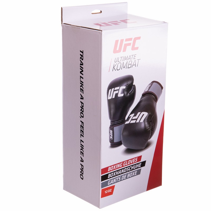 Рукавиці боксерські на липучці PU UFC Boxing UBCF-75180 12 унцій чорний