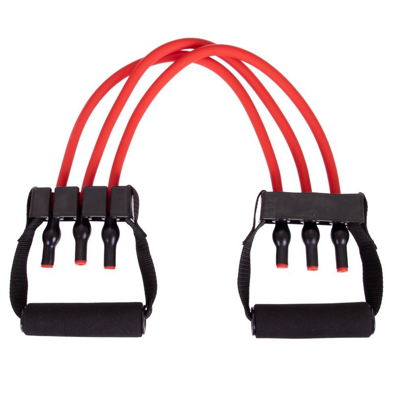 Еспандер трубчастий з ручками для фітнесу Sport Resistance Band 8021-30 75см навантаження 13,5кг 30LB червоний