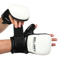 Рукавиці Краби спарингові для MMA Zelart BO-4612 S-XL білий-чорний