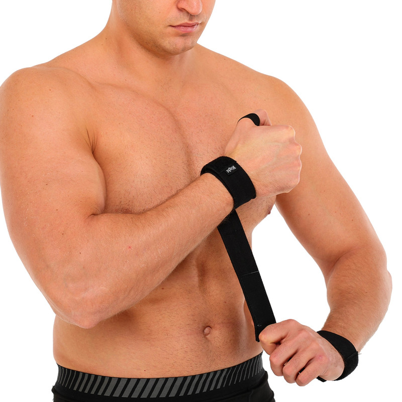 Бинти кистьові для жиму LIFTING WRIST WRAPS LiveUp LP8702 2штуки чорний-синій