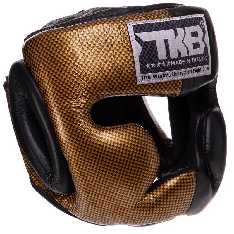 Шолом боксерський з повним захистом шкіряний TOP KING Empower TKHGEM-02 S-XL Чорний-золотий