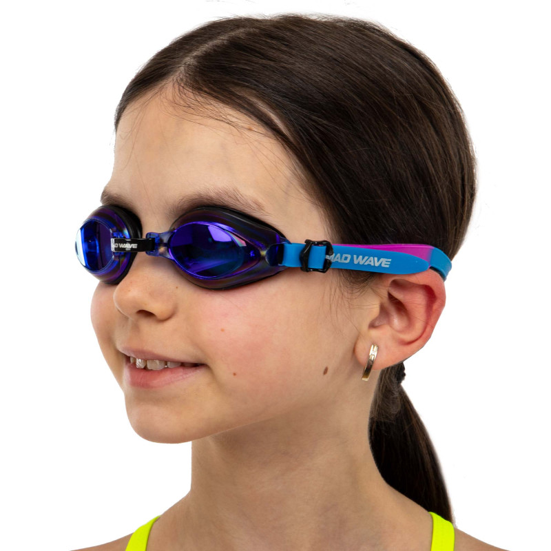 Окуляри для плавання юніорські райдужні лінзи MadWave AQUA RAINBOW JUNIOR M041505 синій