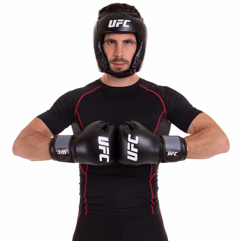 Рукавиці боксерські на липучці PU UFC Boxing UBCF-75181 14 унцій чорний