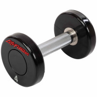 Гантель цільна професійна з поліуретановим покриттям LIFE FITNESS SC-80081-4 1шт 4кг чорний-червоний