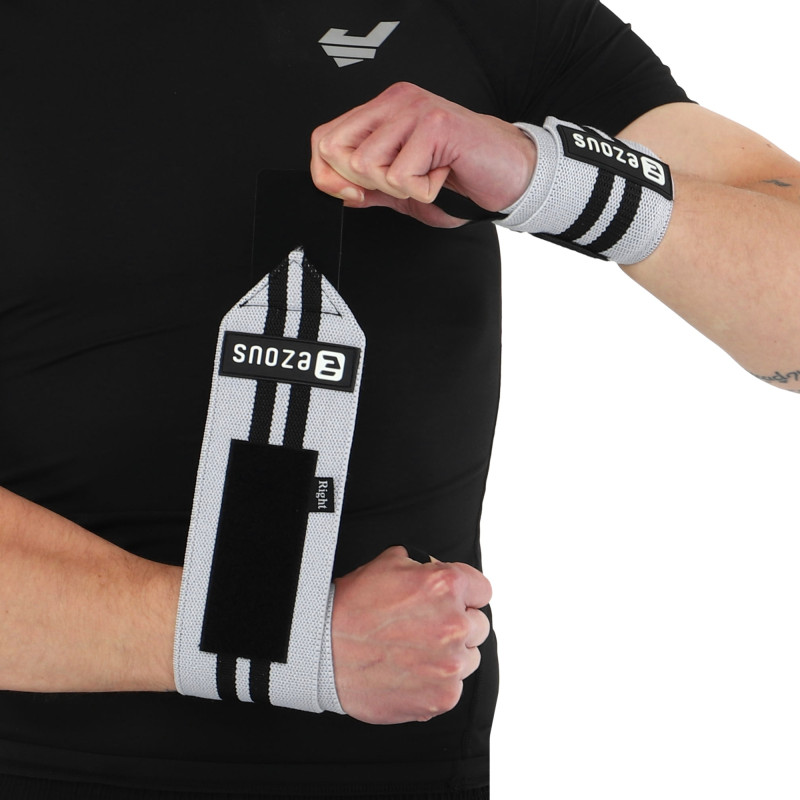Бинти кистьові для жиму STRENGTH WRIST WEIGHTLIFTING WRAPS EZOUS C-03 2штуки чорний-сірий
