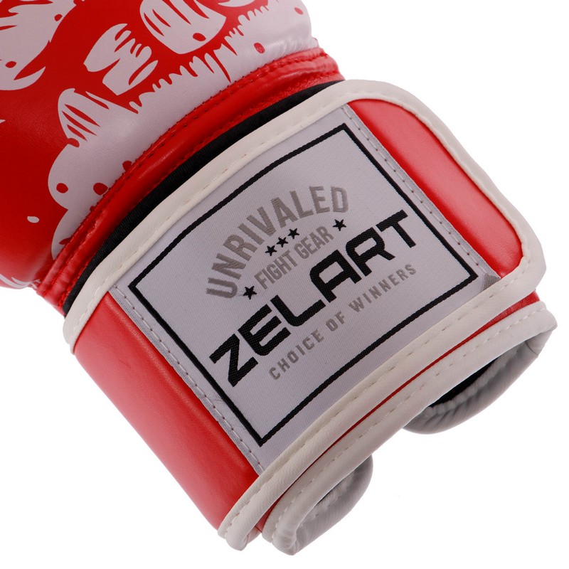 Рукавиці боксерські на липучці FLEX Zelart SKULL BO-5493 8-12 унцій Синій
