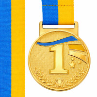 Медаль спортивна зі стрічкою Sport UKRAINE з українською символікою C-6837 ø5см золото, срібло, бронза