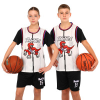 Форма баскетбольна дитяча NBA клуб Raptors 15 BA-6658 S-2XL білий-чорний