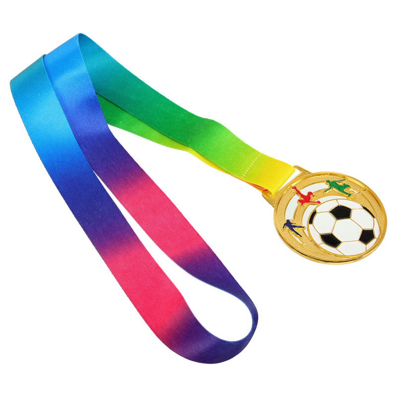 Медаль спортивна зі стрічкою кольорова тематична Sport Футбол C-0636 ø6,5см золото