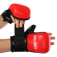 Рукавиці Краби спарингові для MMA Zelart BO-4612 S-XL Червоний-чорний