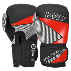 Рукавиці боксерські на липучці PU HARD TOUCH BO-7698 10-14 унцій Чорний-червоний