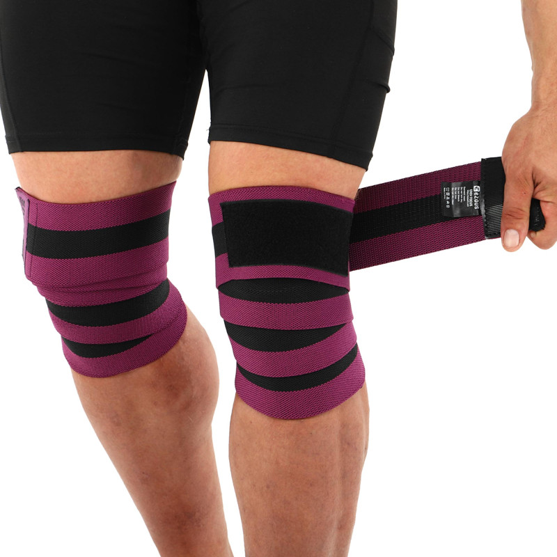 Колінні бинти для присідань BUNDLED KNEECAP EZOUS A-10 2шт чорний-фіолетовий