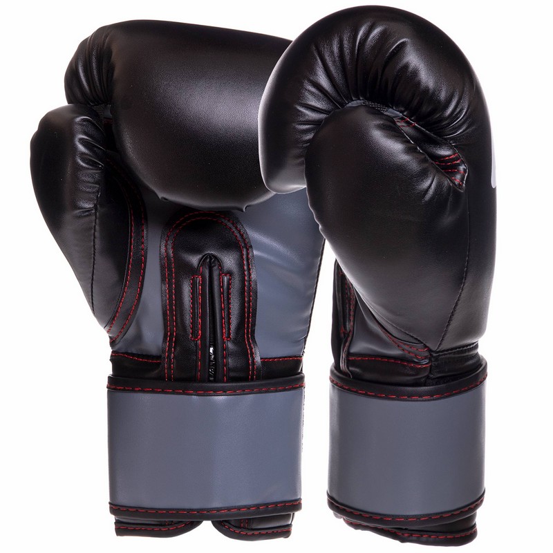 Рукавиці боксерські на липучці PU UFC Boxing UBCF-75181 14 унцій чорний