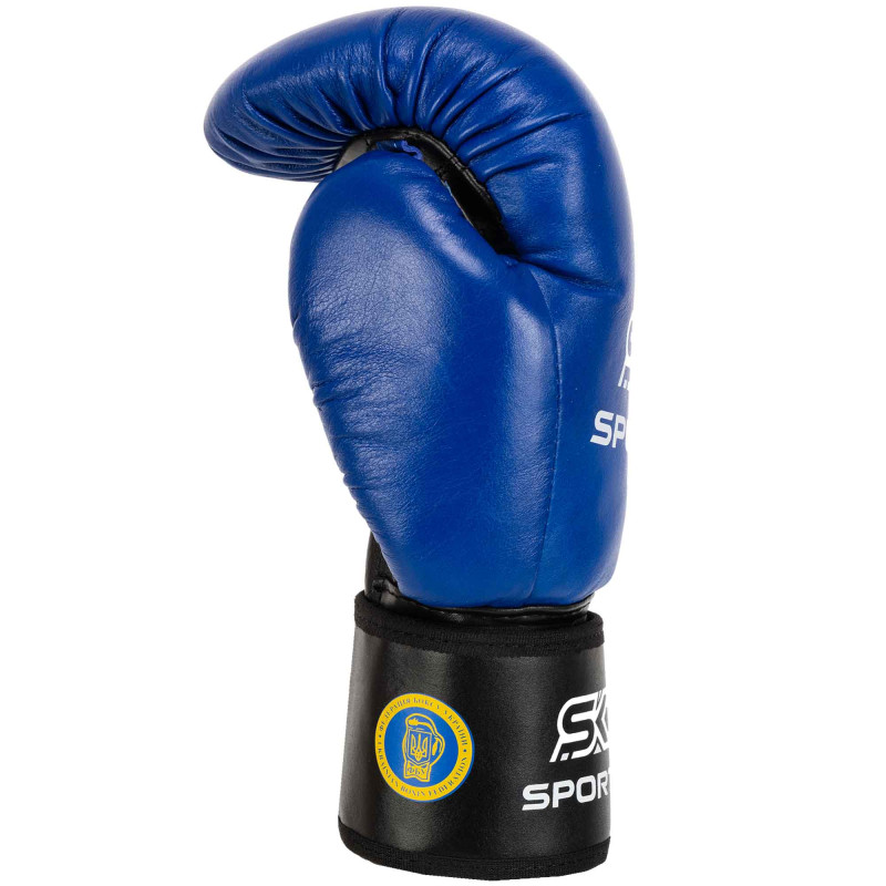 Рукавиці боксерські професійні на липучці шкіряні ФБУ SPORTKO ПК1 SP-4705 10-12унцій Синій