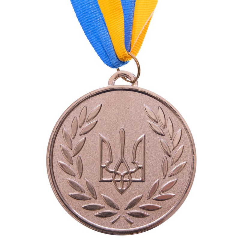 Медаль спортивна зі стрічкою Sport UKRAINE з українською символікою C-6864 ø6,5см золото, срібло, бронза