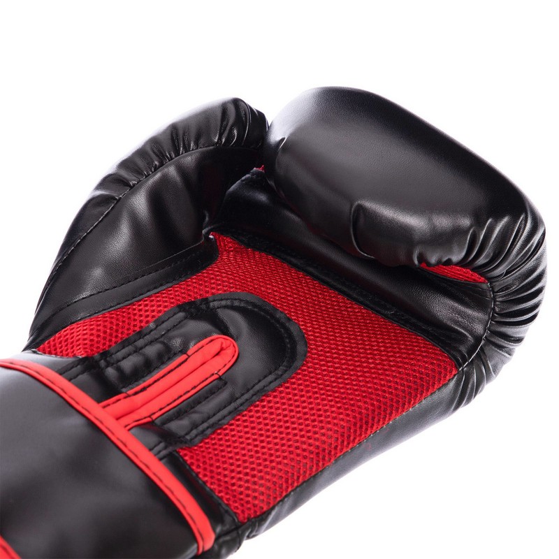 Рукавиці боксерські на липучці PU UFC Myau Thai Style UHK-69680 14 унцій чорний