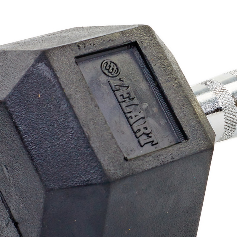 Гантель цільна шестигранна гексагональна обгумована Zelart TA-5159-40 1шт 40кг чорний