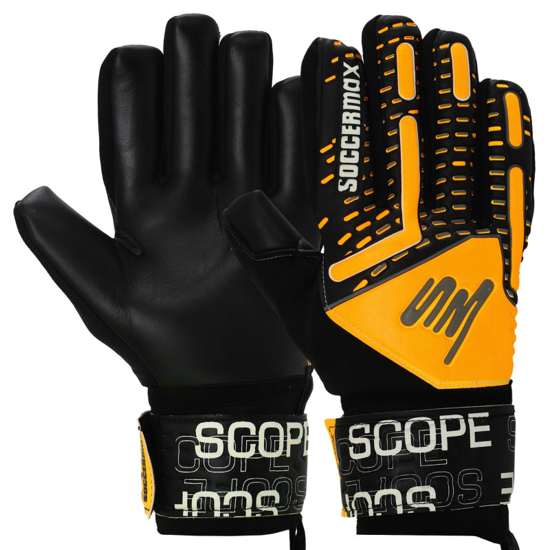 Рукавиці воротарські професійні із захистом пальців SOCCERMAX GK-4321 розмір 7-11 Салатовий-синій