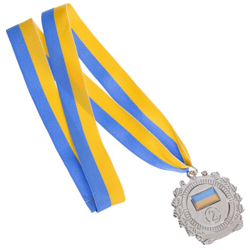 Медаль спортивна зі стрічкою Sport UKRAINE з українською символікою C-3163 ø6,5см золото, срібло, бронза