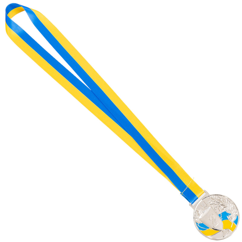 Медаль спортивна зі стрічкою Sport UKRAINE з українською символікою C-6833 ø6,5см золото, срібло, бронза