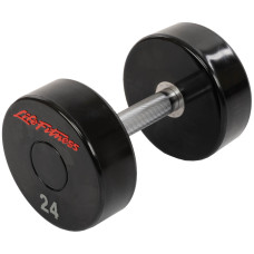 Гантель цільна професійна з поліуретановим покриттям LIFE FITNESS SC-80081-24 1шт 24кг чорний-червоний
