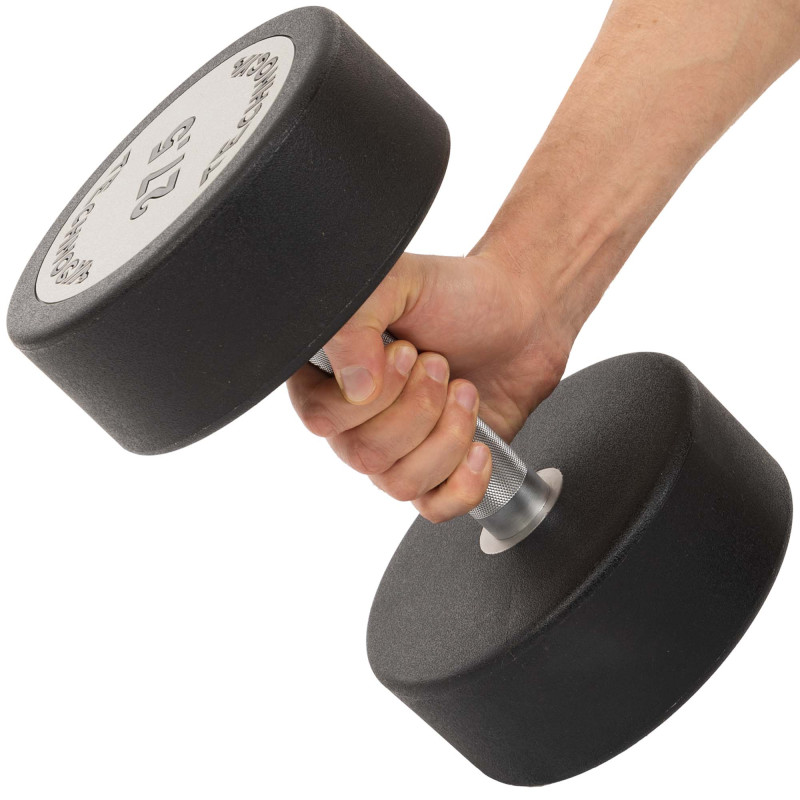 Гантель цільна професійна з поліуретановим покриттям TECHNOGYM TG-1834-27_5 1шт 27,5кг чорний-сірий