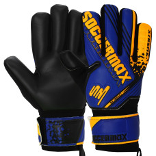 Рукавиці воротарські професійні із захистом пальців SOCCERMAX GK-4316 розмір 7-11 Синій-помаранчевий
