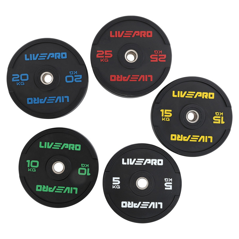 Бамперні диски гумові Bumper Plates LiveUp LP8331-20 ø50.5мм 20кг чорний