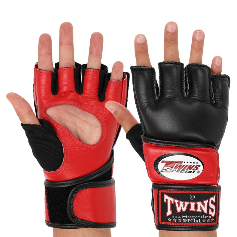 Рукавиці для змішаних єдиноборств MMA TWINS GGL-4 M-XL Чорний-червоний