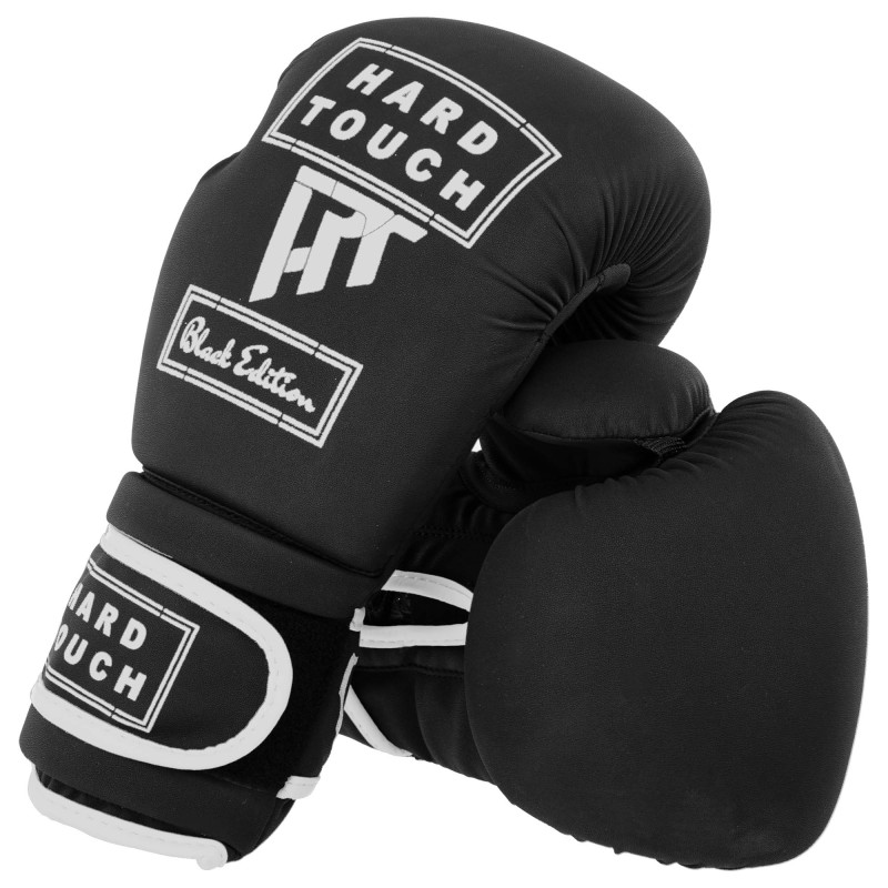 Рукавиці боксерські на липучці PU HARD TOUCH BO-4658 10-14 унцій Чорний-сірий