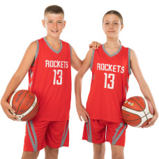 Форма баскетбольна дитяча NBA клуб Houston Rockets 13 BA-0966 S-2XL Червоний-сірий