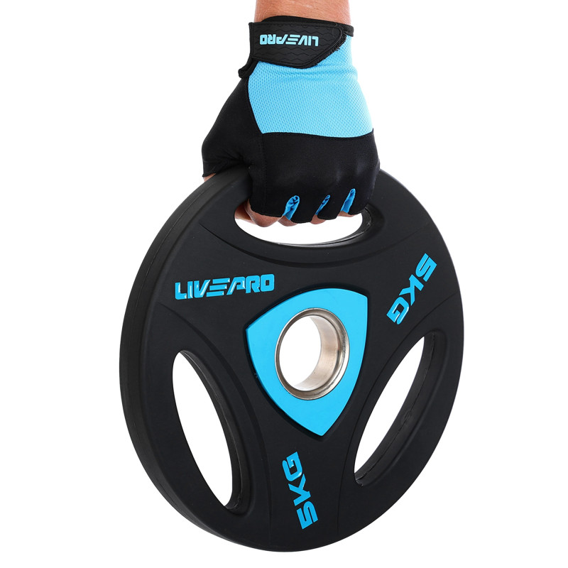Блини диски поліуретанові з потрійним хватом та металевою втулкою LiveUp LP8020-5 ø51мм 5кг чорний