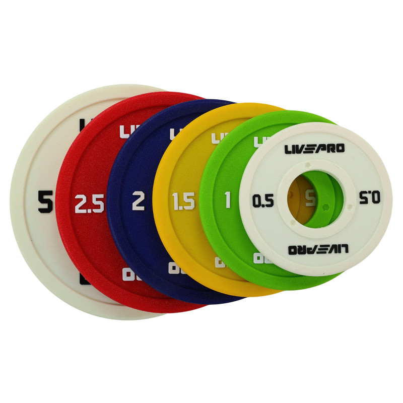 Блини диски поліуретанові з металевою втулкою LiveUp LP8028-0_5 ø50мм 0,5кг білий