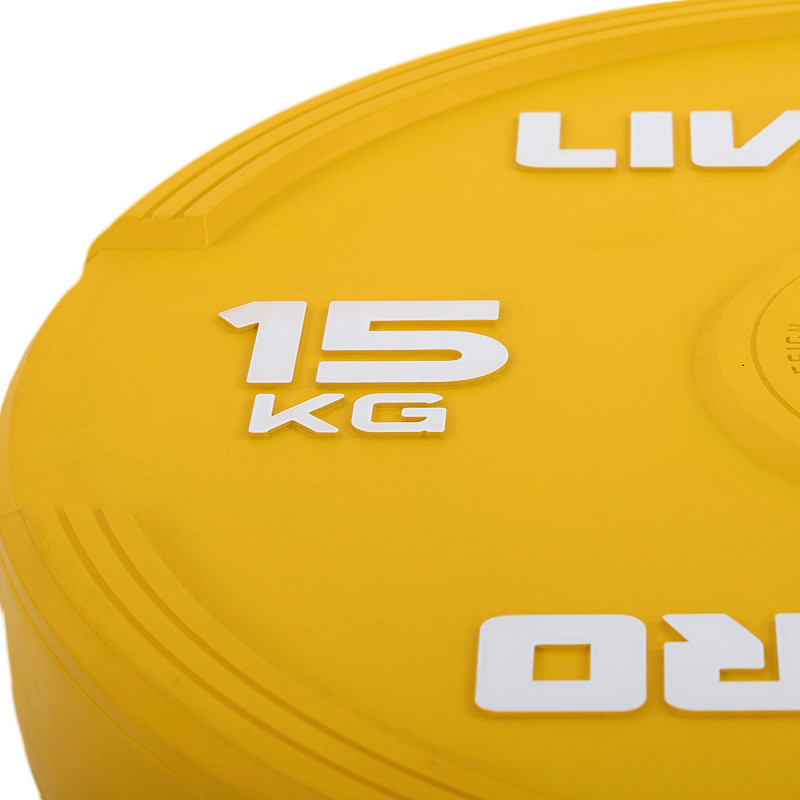 Бамперні диски гумові Bumper Plates LiveUp LP8332-15 ø50.5мм 15кг жовтий